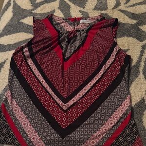 Calvin Klein Women's Red and Black Geometric Blouse